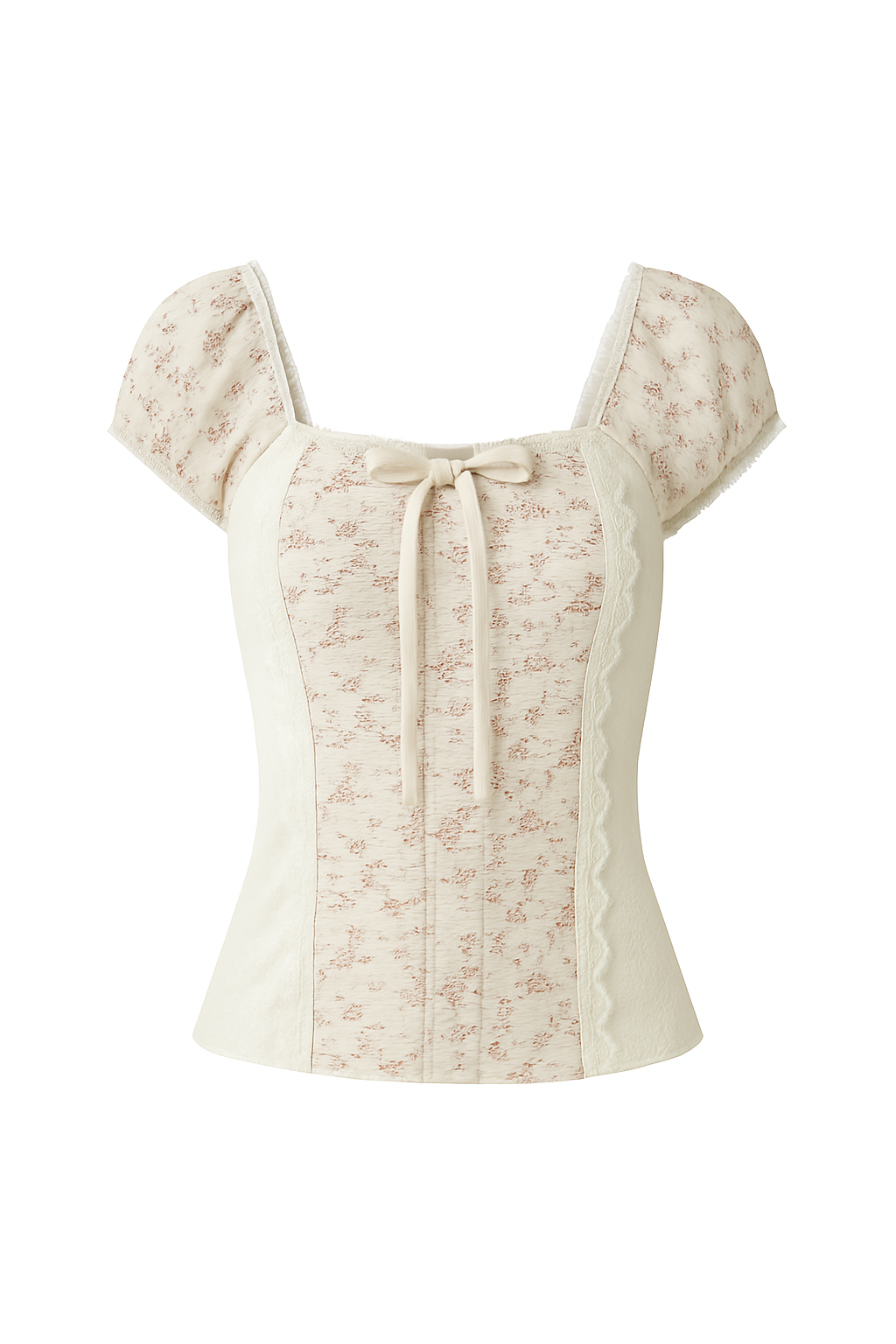 Retro Floral Lace Splicing Top