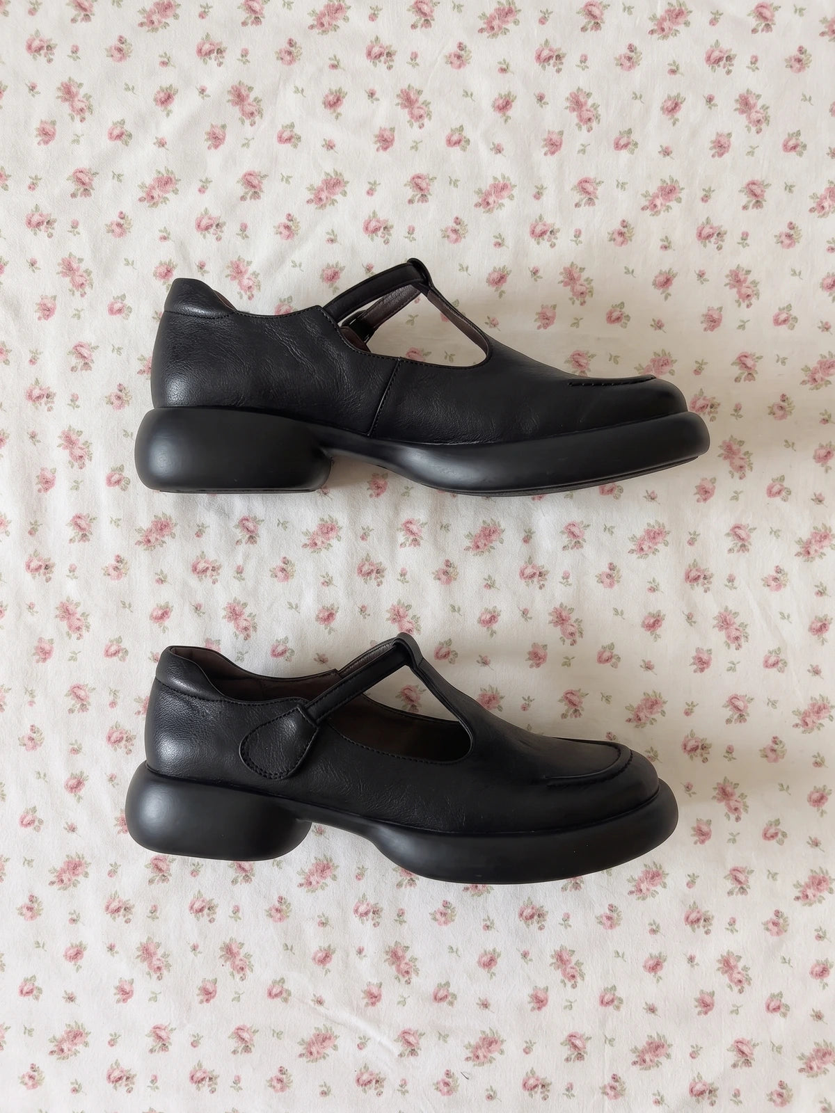 Alouette Matte Leather T-Bar Platforms