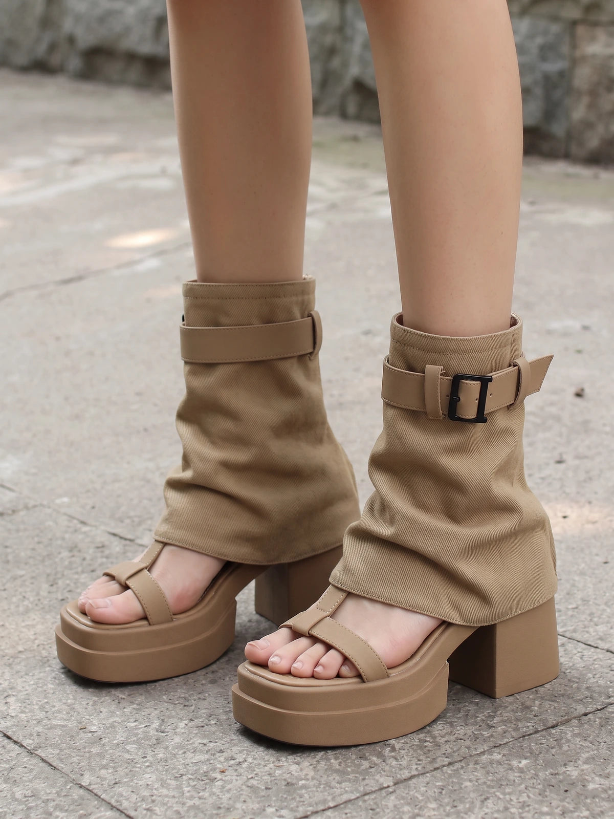 Sandrine Canvas Platform Boot Sandals