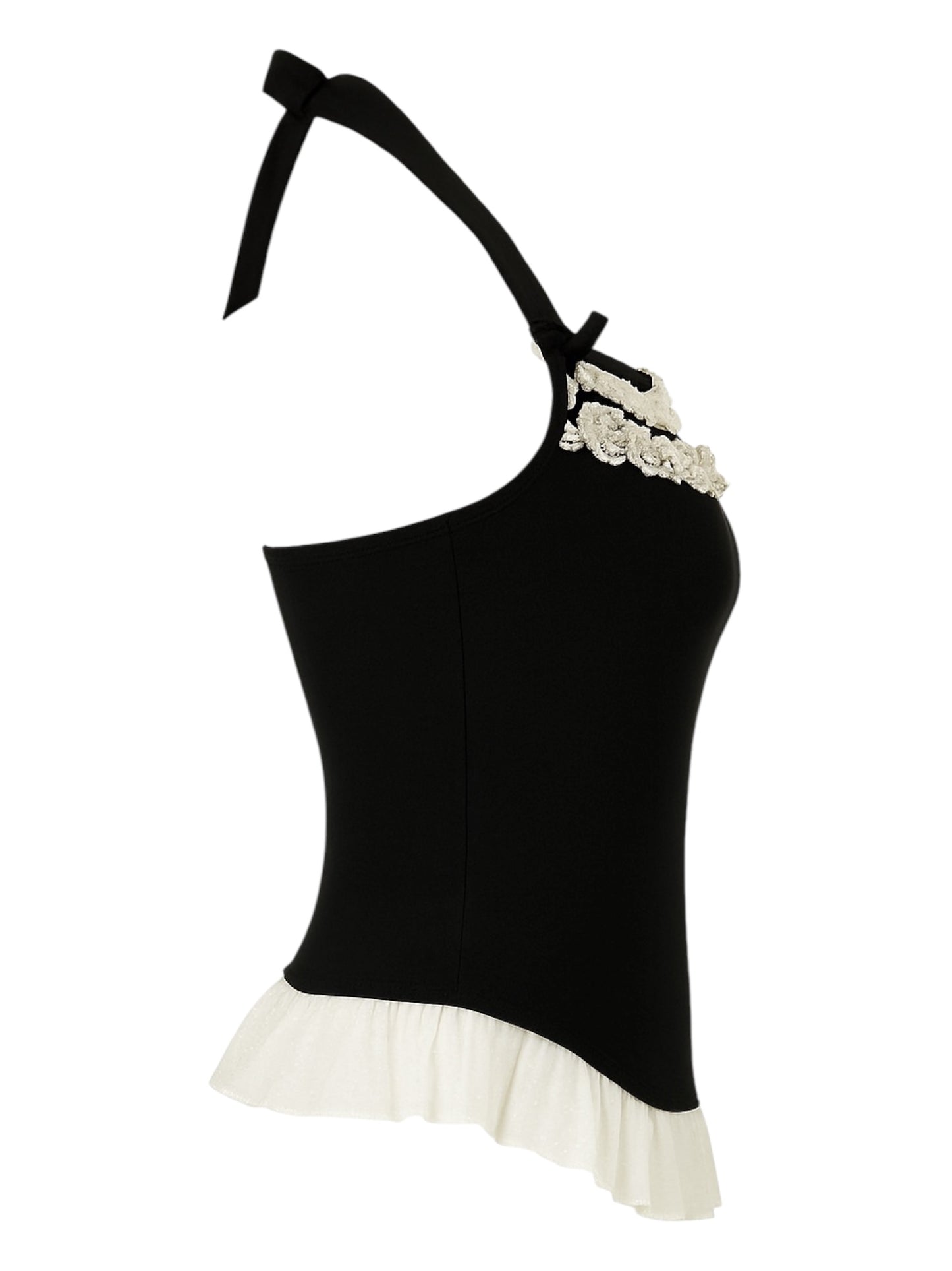 Bow Lace Halter Neck Slim Top