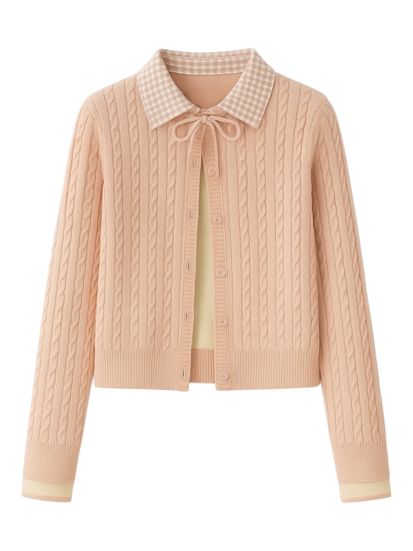 Pink Retro Two-Piece Sweater with Collar