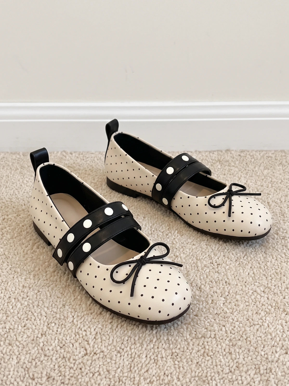 Mirettia Polka Dot Mary Jane Flats