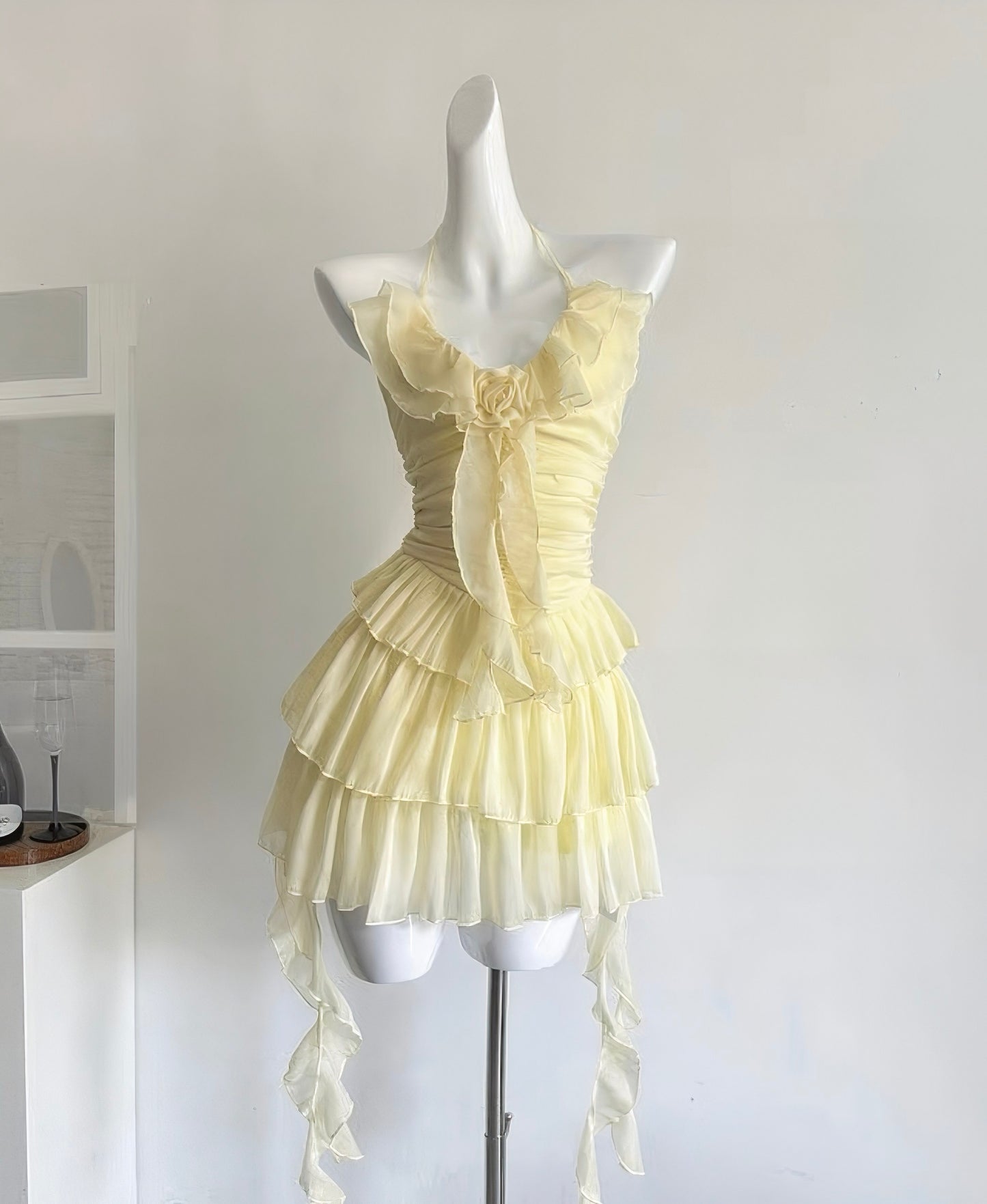 French Ruffled Chiffon Cake Dress