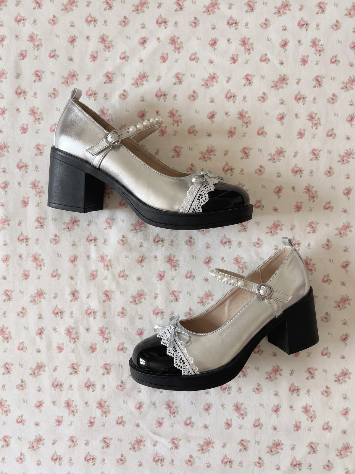 Serena Lace-Trimmed Heels