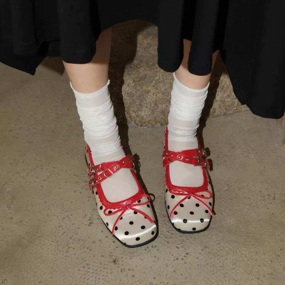 French Polka Dot Mary Janes
