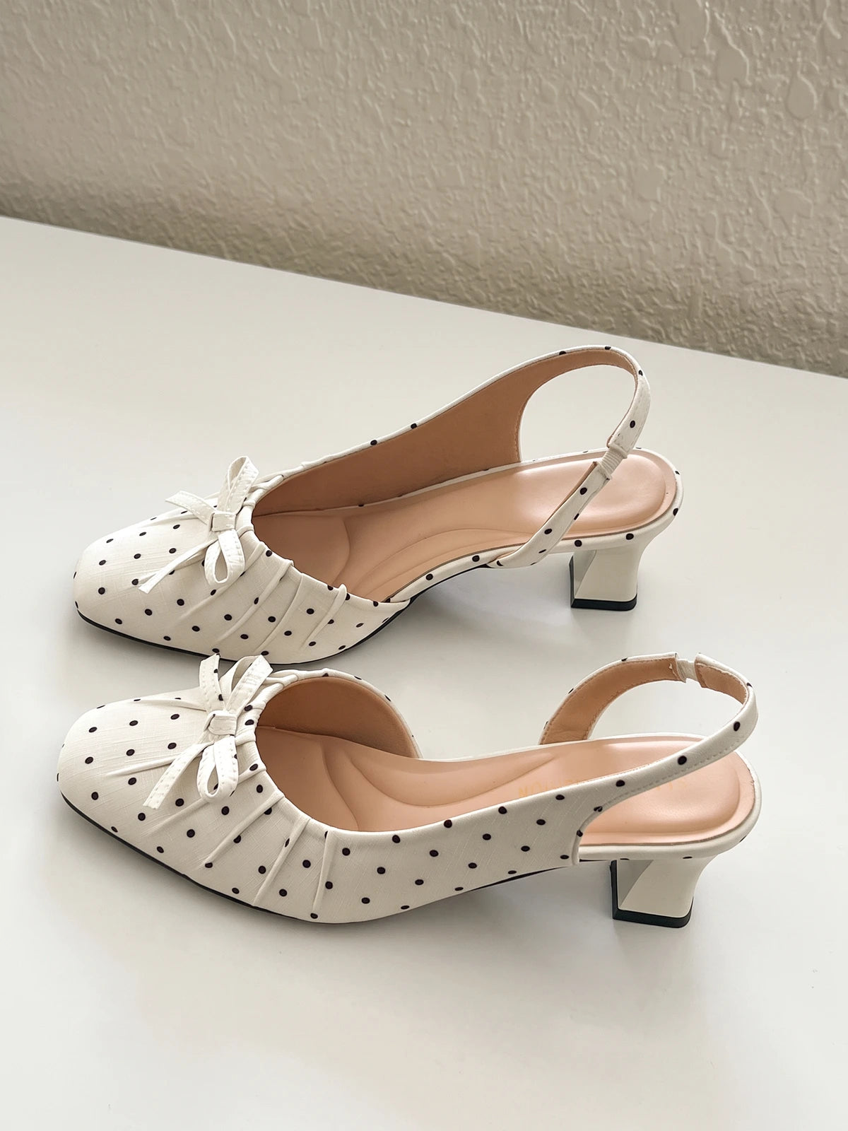 Anabel Polka Dot Bow Slingback Heels