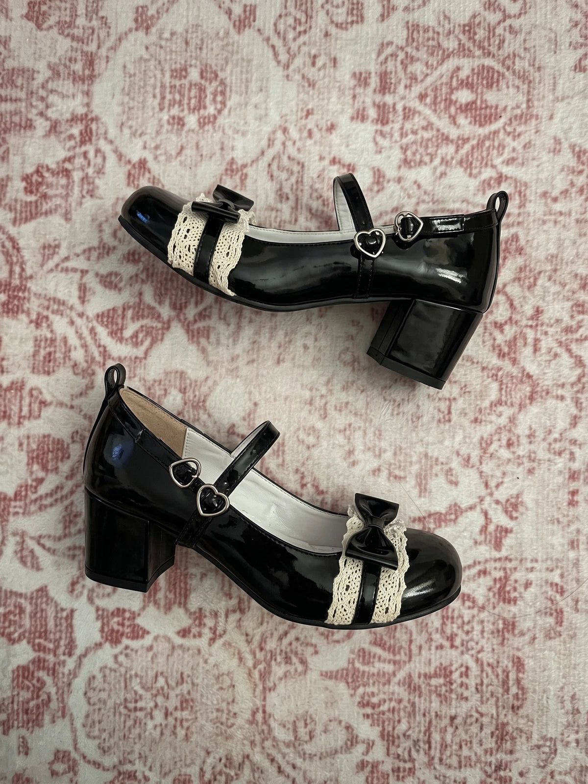 Fleurie Lace Bow Mary Jane Heels