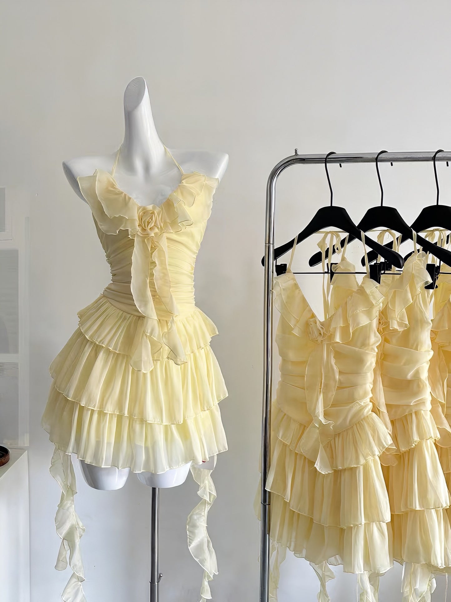 French Ruffled Chiffon Cake Dress