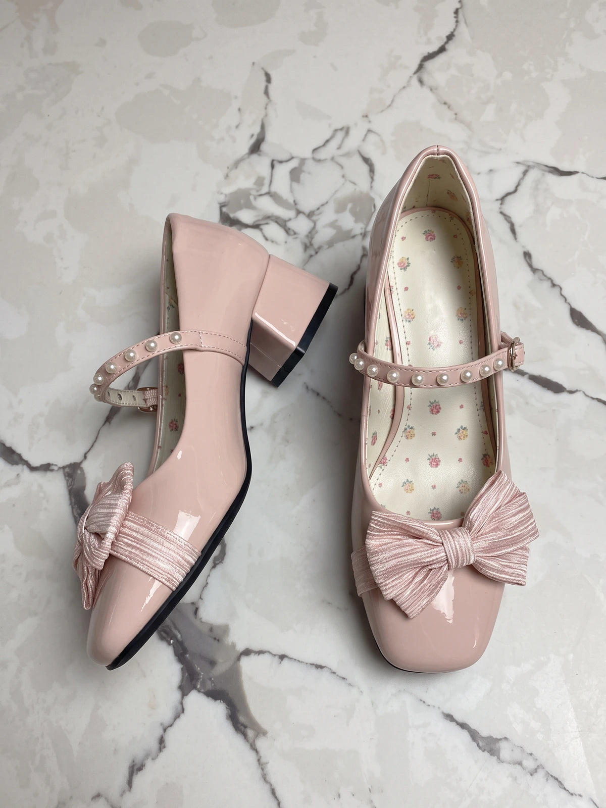 Zelie Pearlized Bow Mary Jane Heels