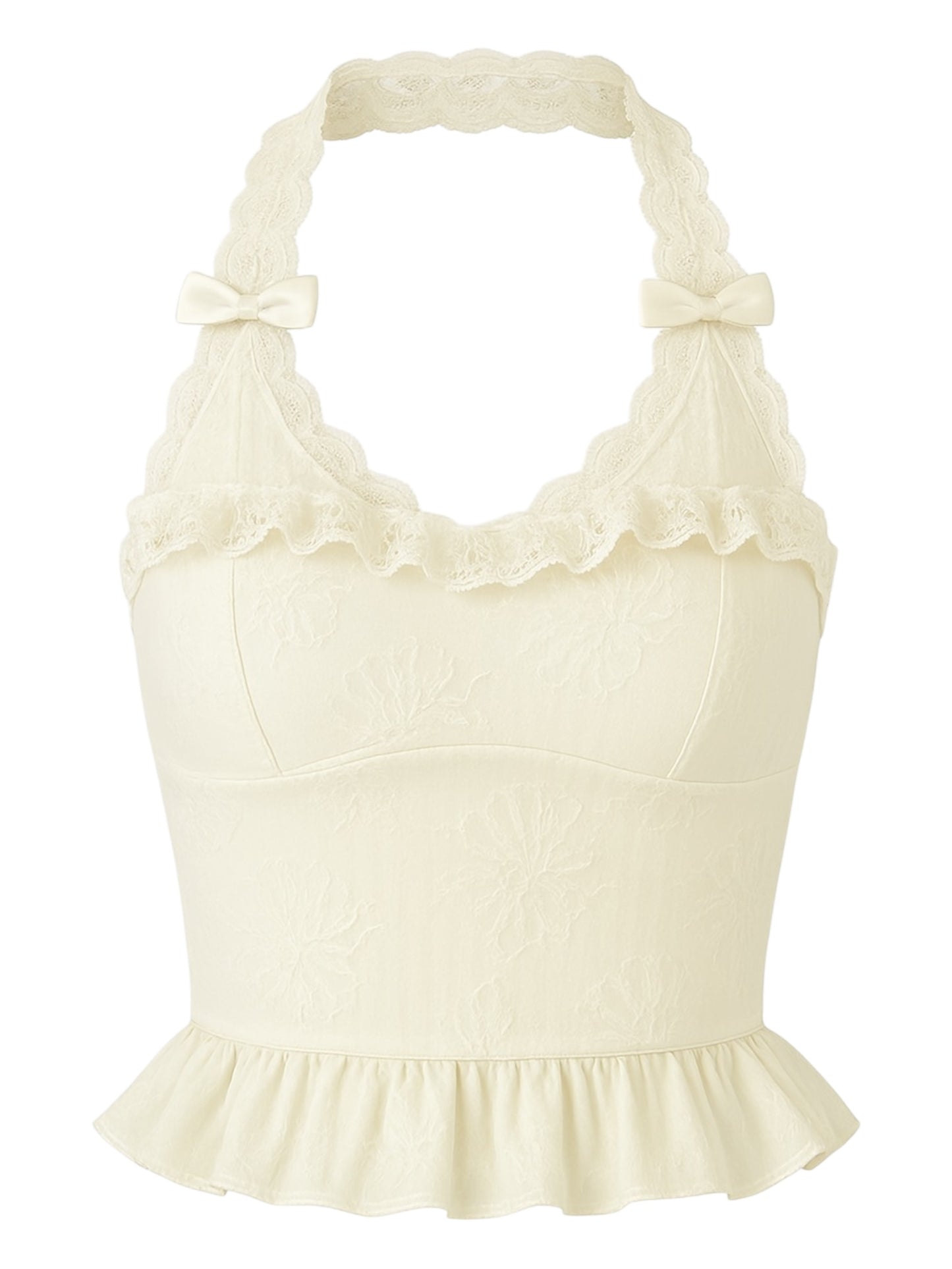 Lace Bow Halter Neck Top