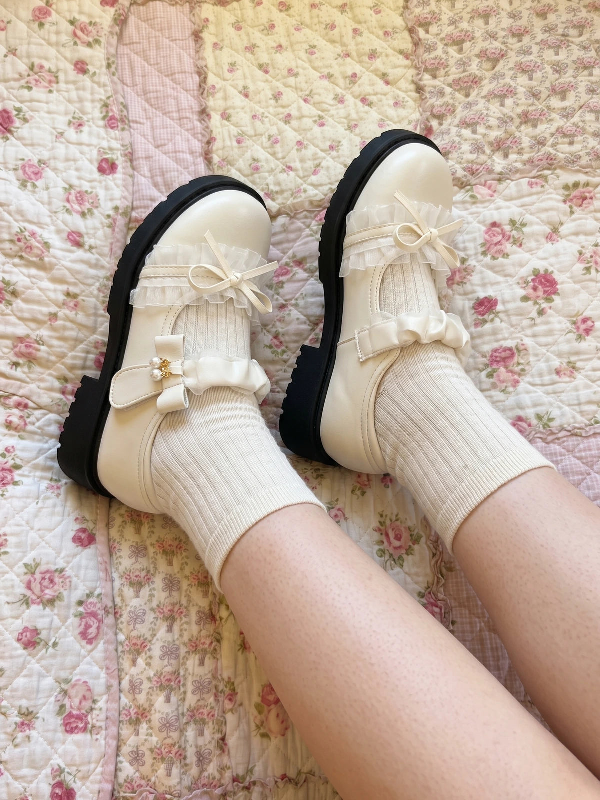 Odette Organza Frill Lug Mary Janes