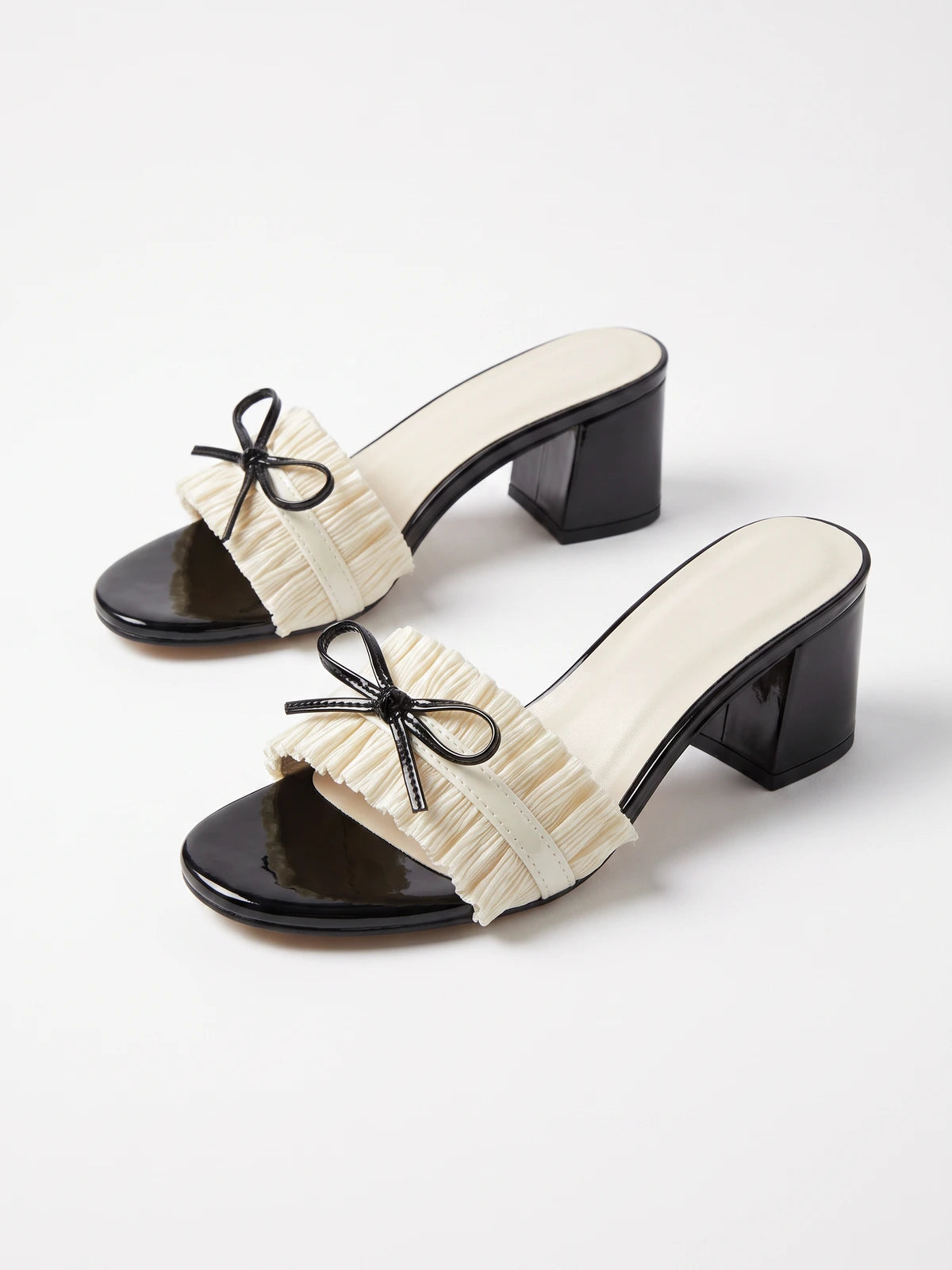 Elodie Pleated Bow Mule Heels
