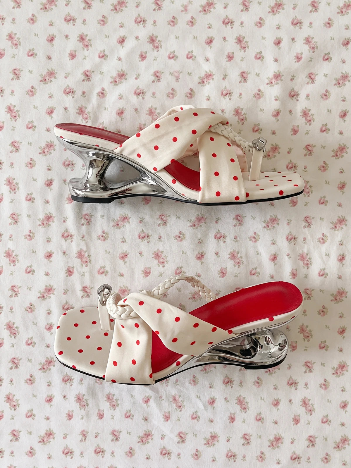 Maribelle Polka Dot Wedge Sandals