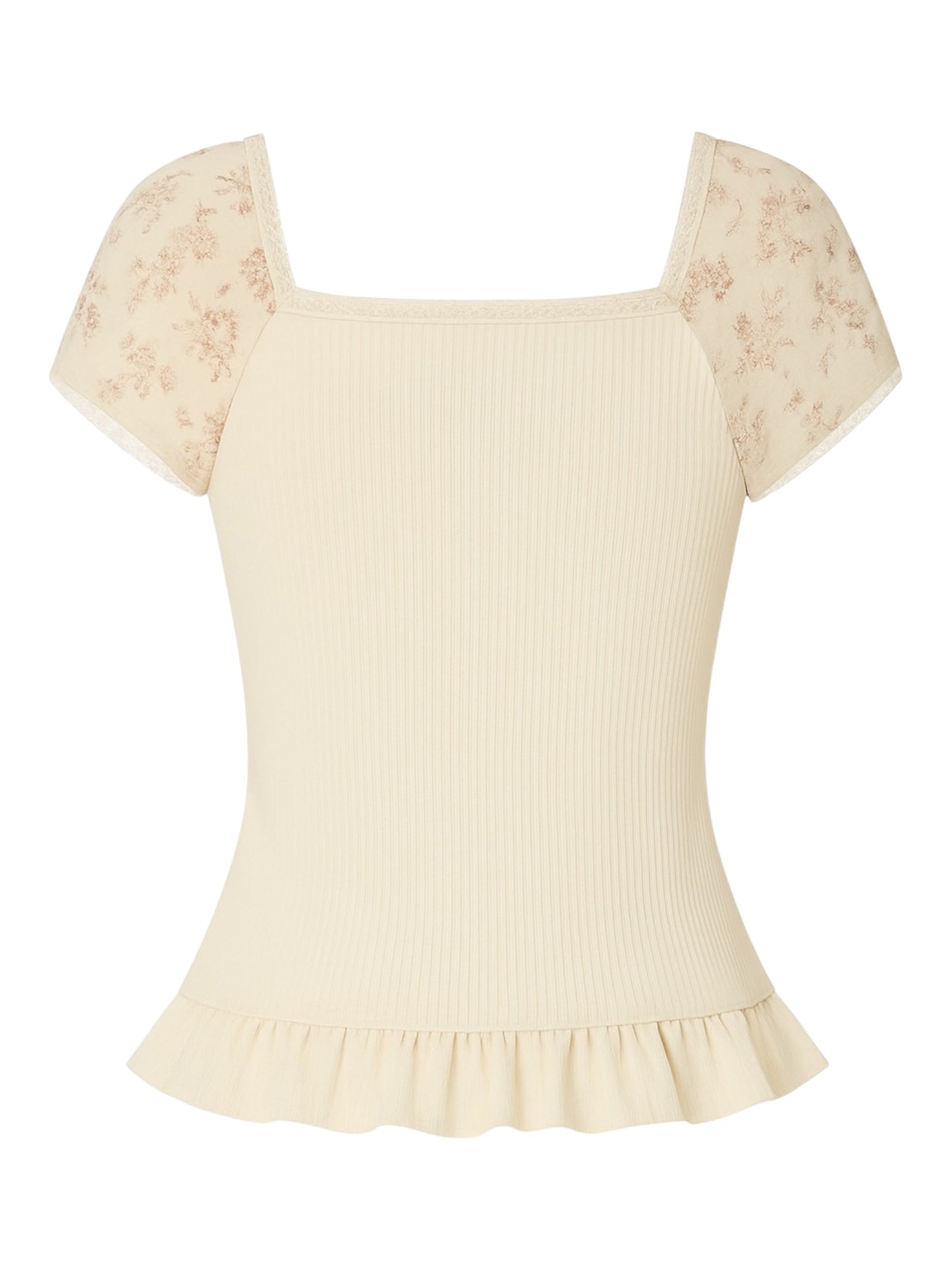 Retro Floral Lace Splicing Top