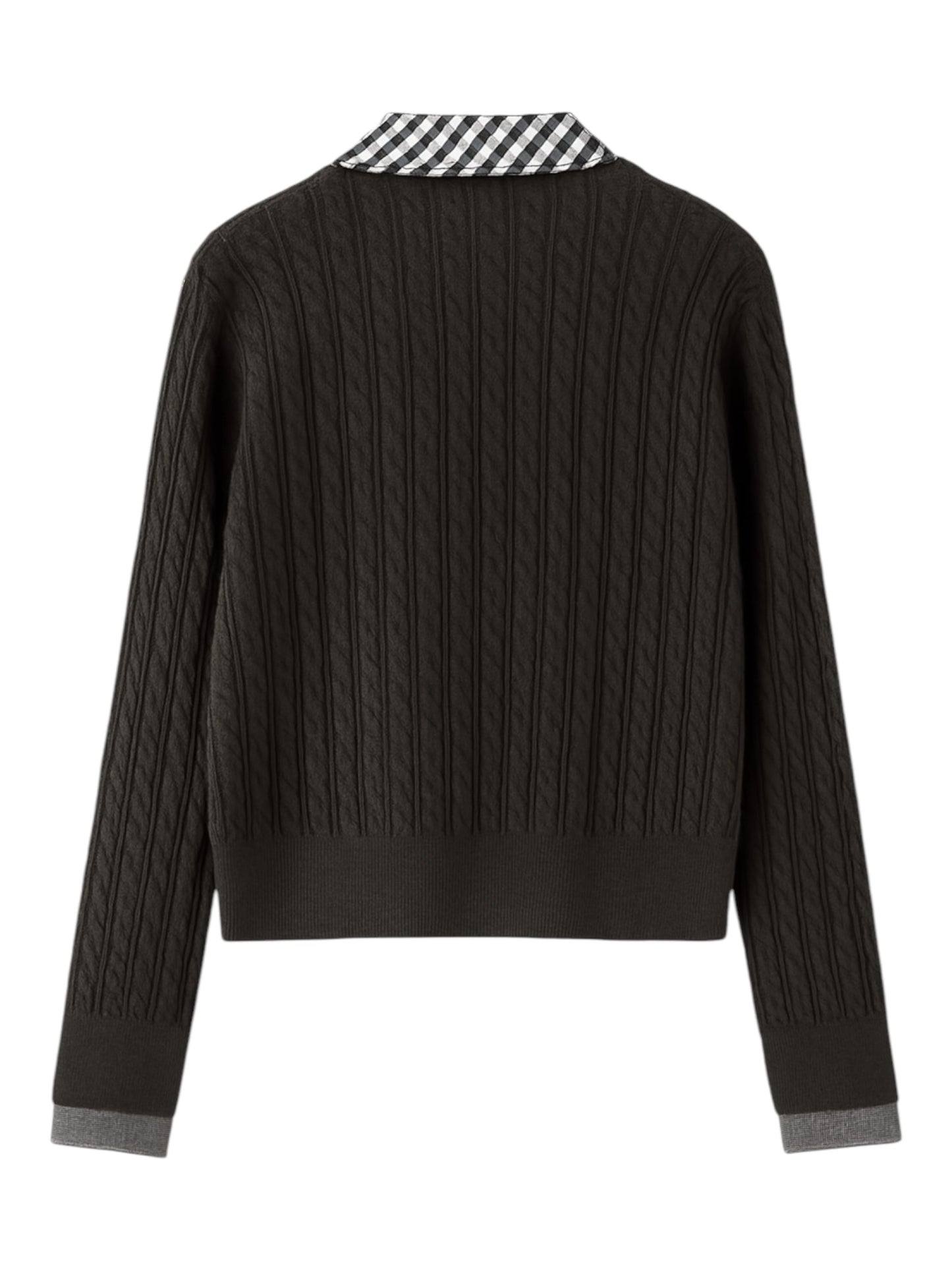 Grey Retro Two-Piece Sweater with Collar