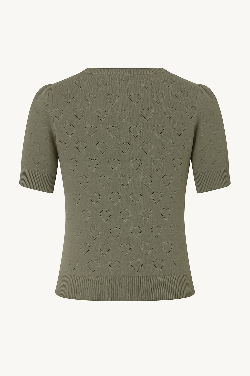 Gray Hollow Heart Knit Short Sleeve Cardigan