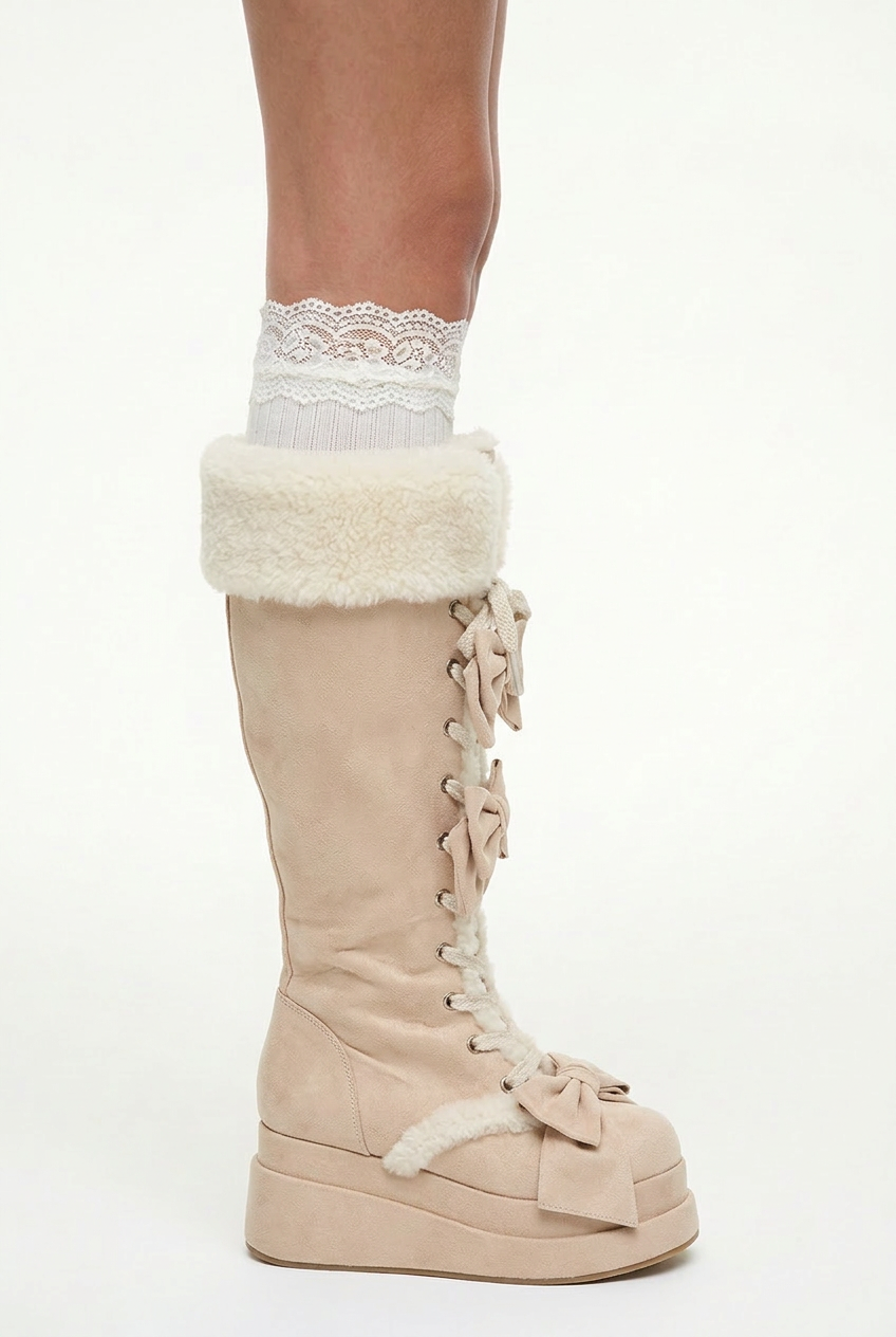 Lolita Bow Winter Calf Boots