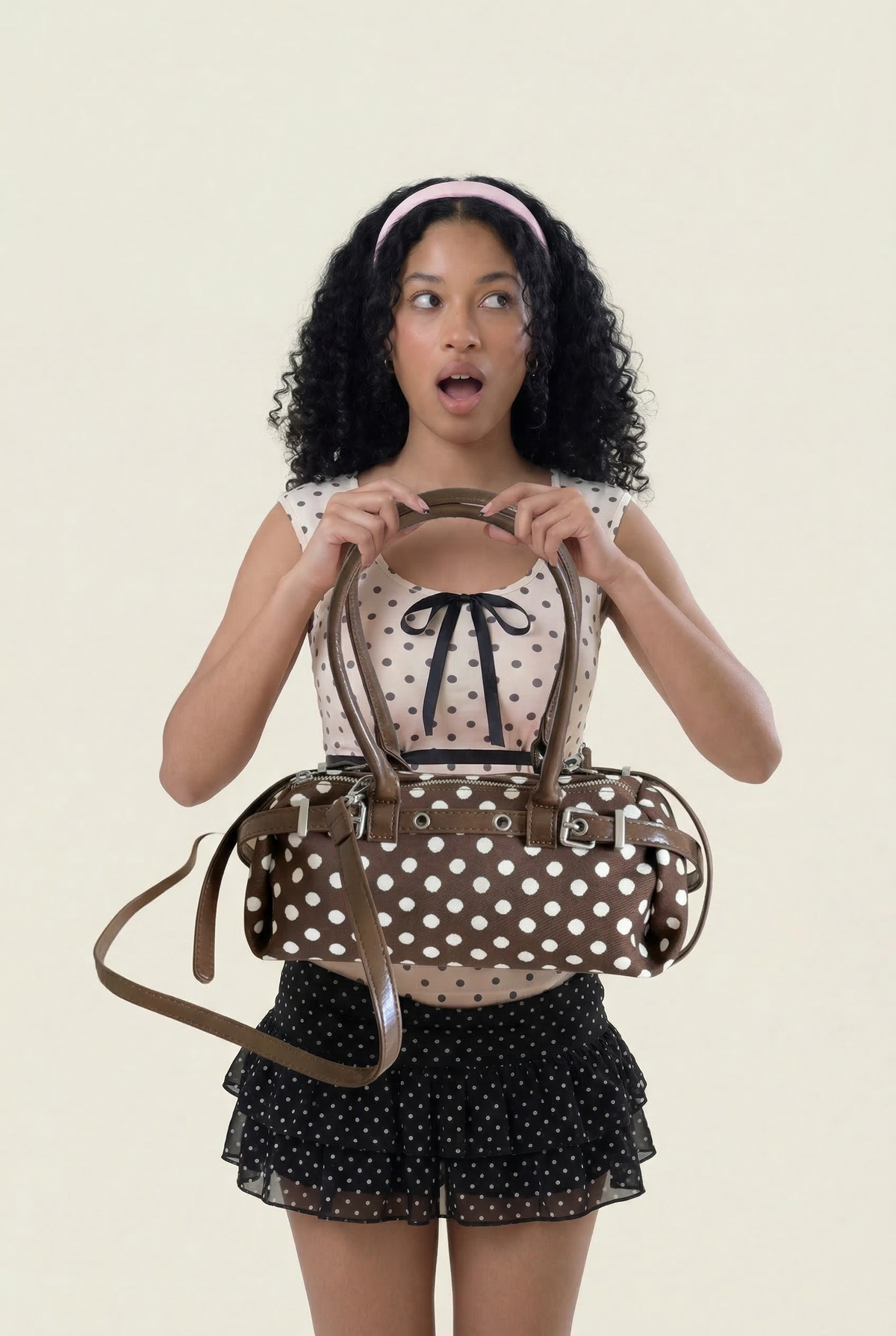 Polka Dot Sausage Shoulder Bag