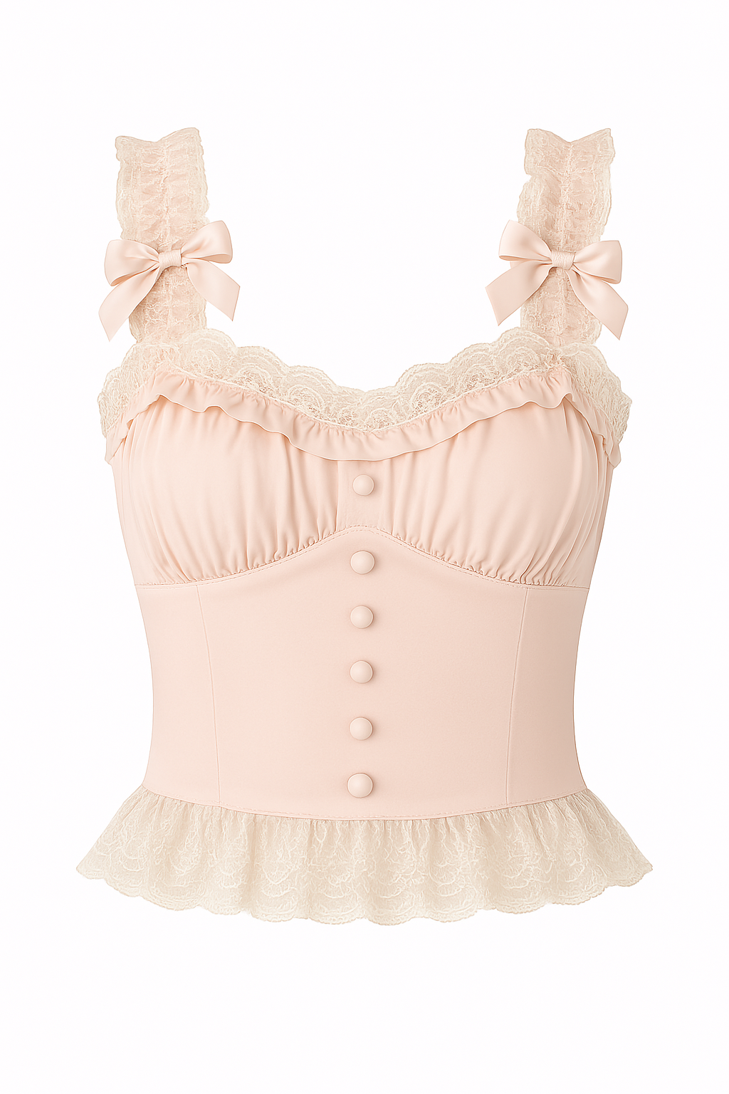 Vintage Pink Tencel Satin Lace Top