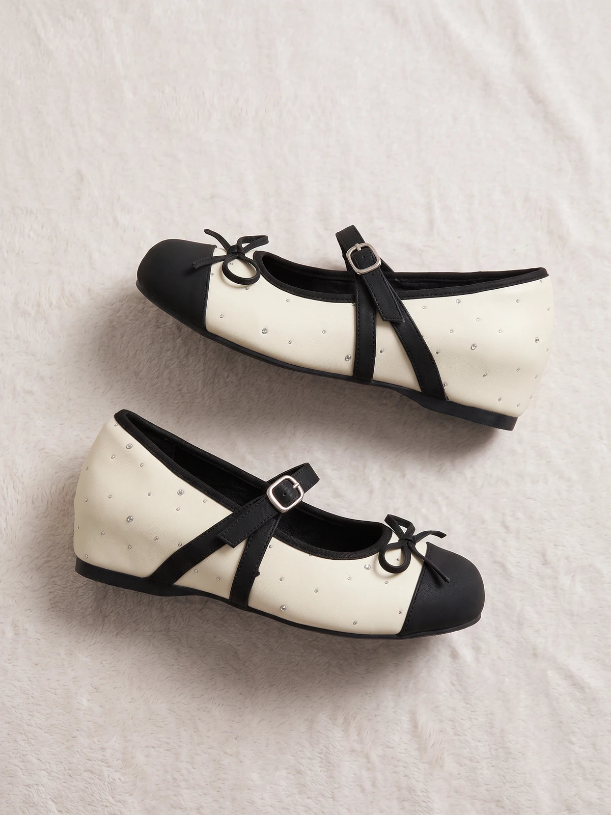 Charlotte Two-Tone Studded Mary Jane Flats