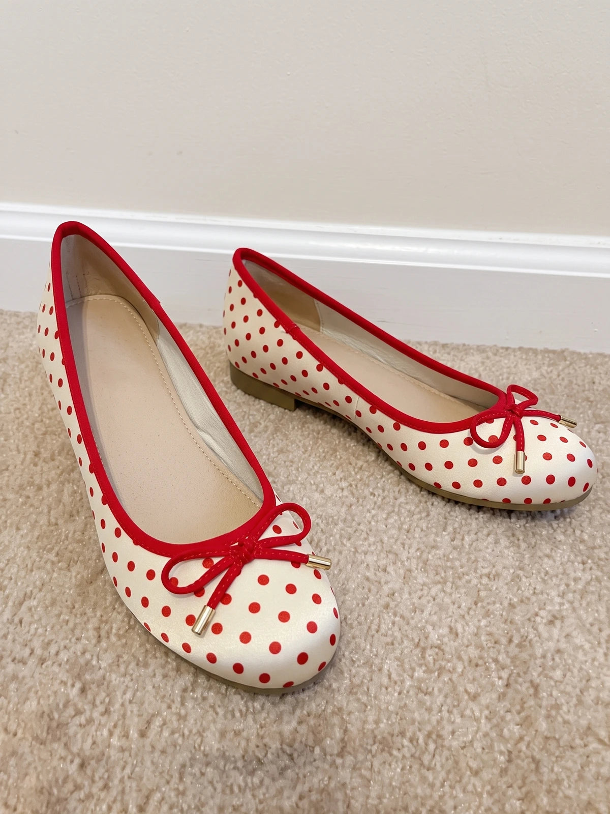 Lorraine Satin Polka Dot Flats