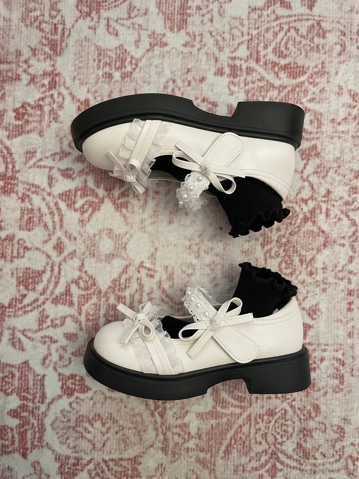 Soleil Lace Bow Platform Mary Janes