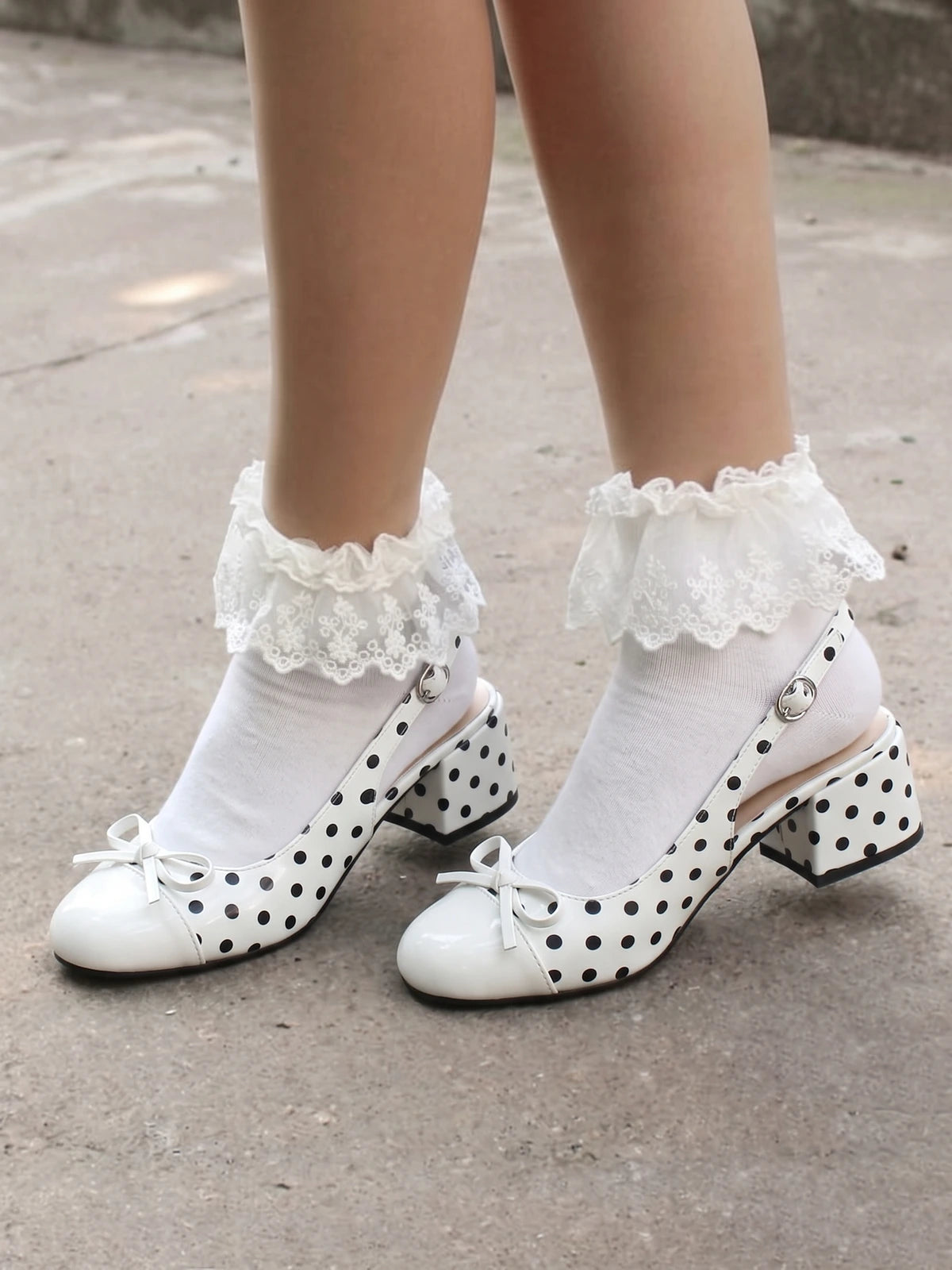 Fleurianelle Polka Dot Slingback Heels
