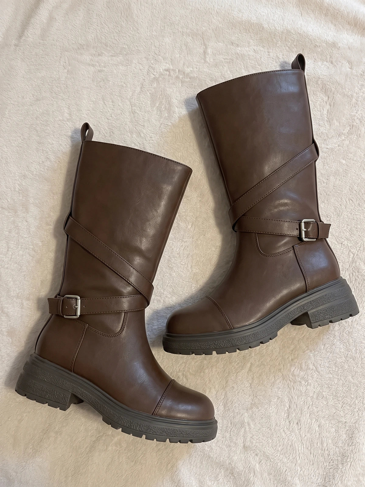 Mignettille Wrap-Strap Mid-Calf Boots