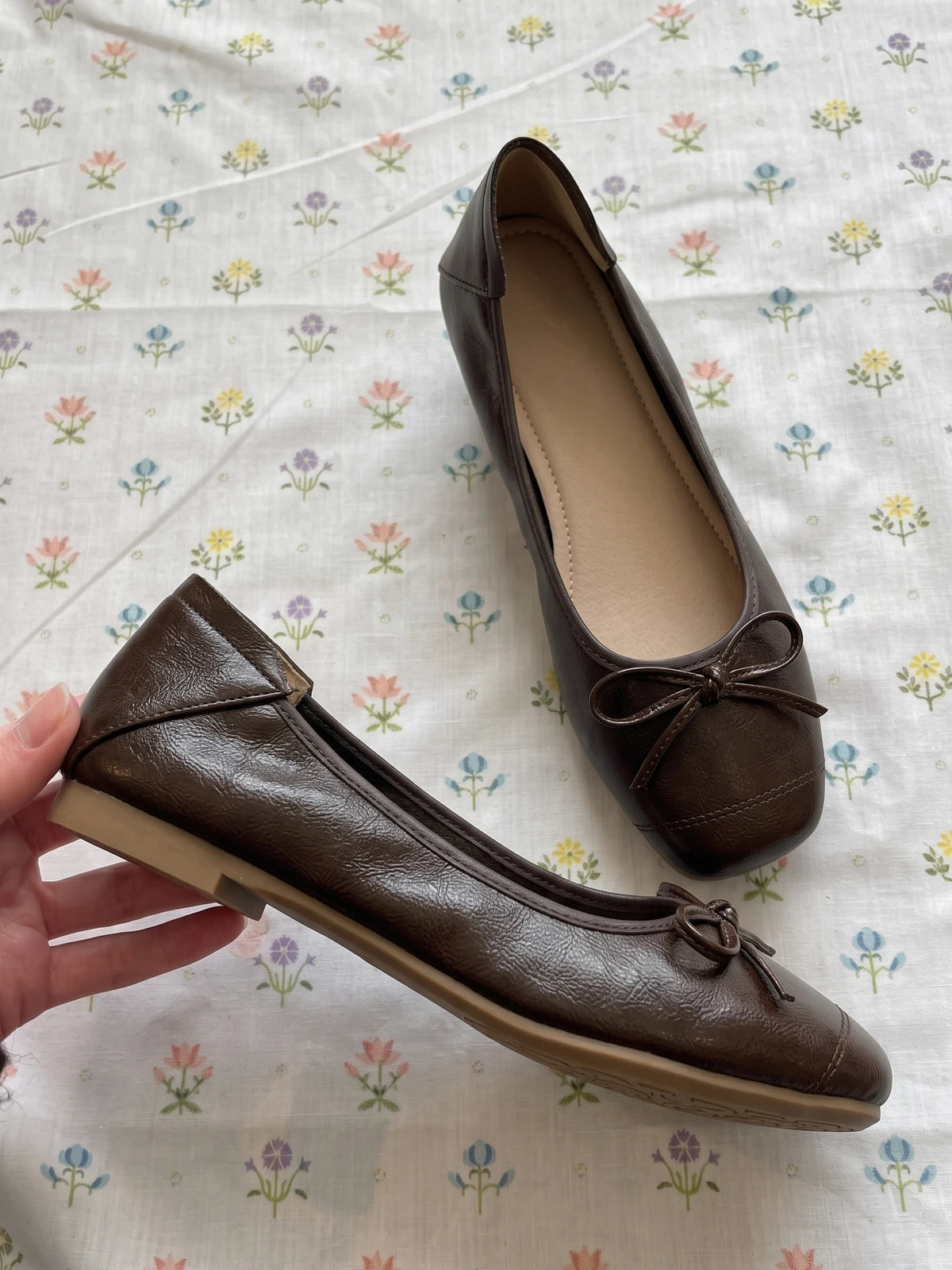 Lucile Dark Brown Bow Ballet Flats