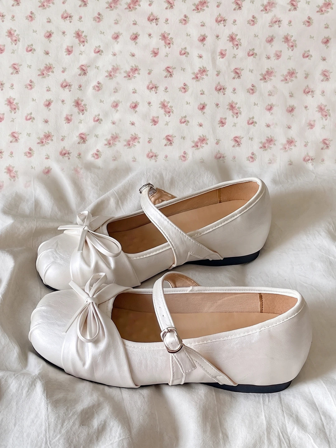 Margot Pleated Ivory Mary Janes