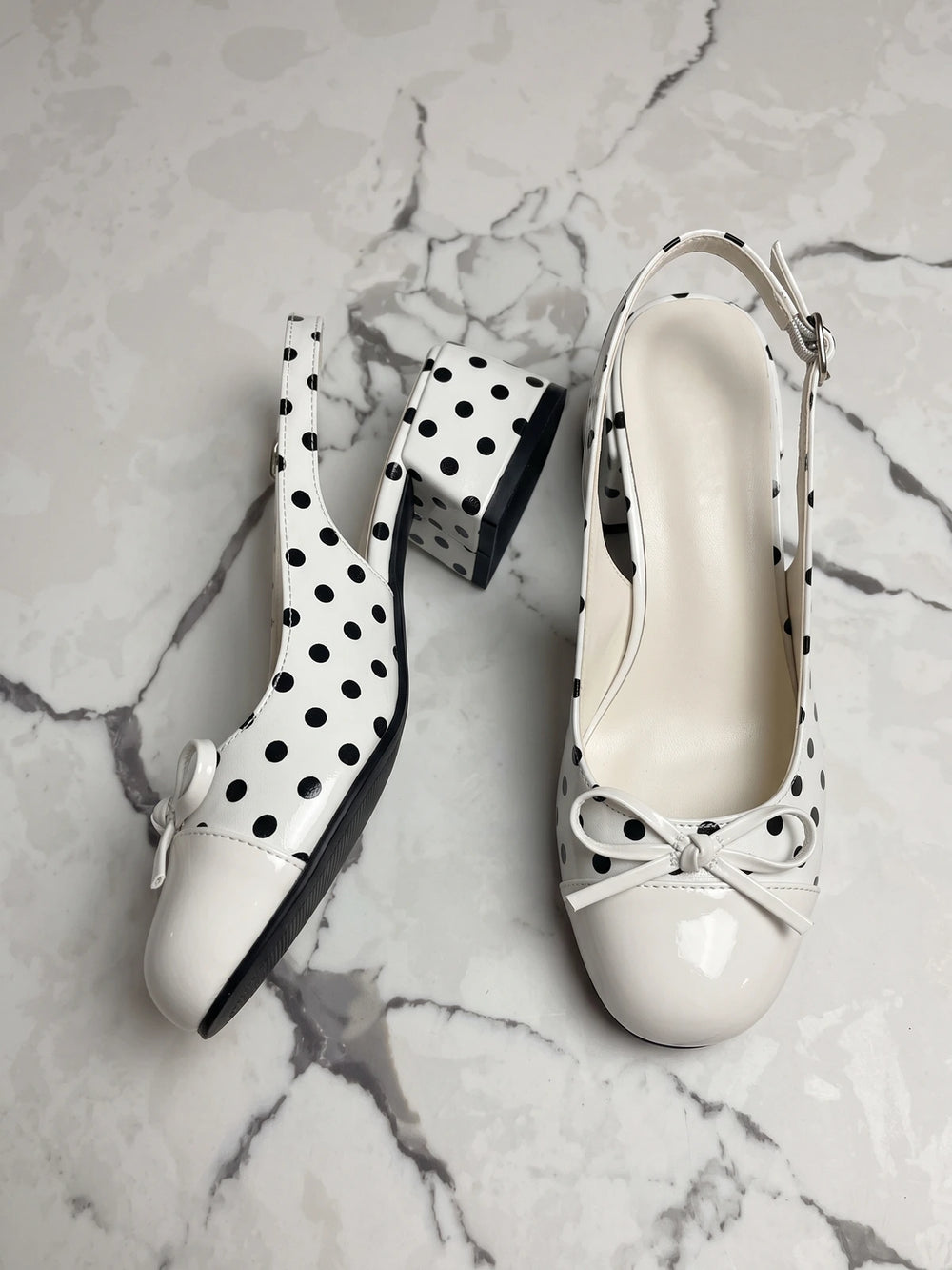 Fleurianelle Polka Dot Slingback Heels