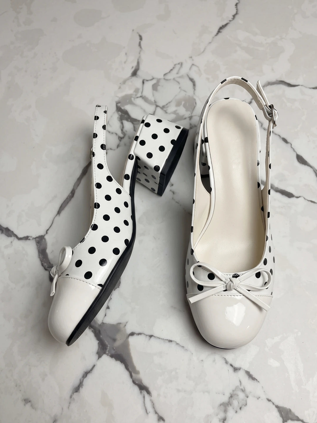 Fleurianelle Polka Dot Slingback Heels