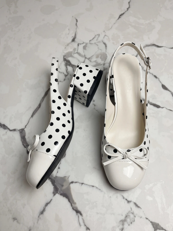 Fleurianelle Polka Dot Slingback Heels