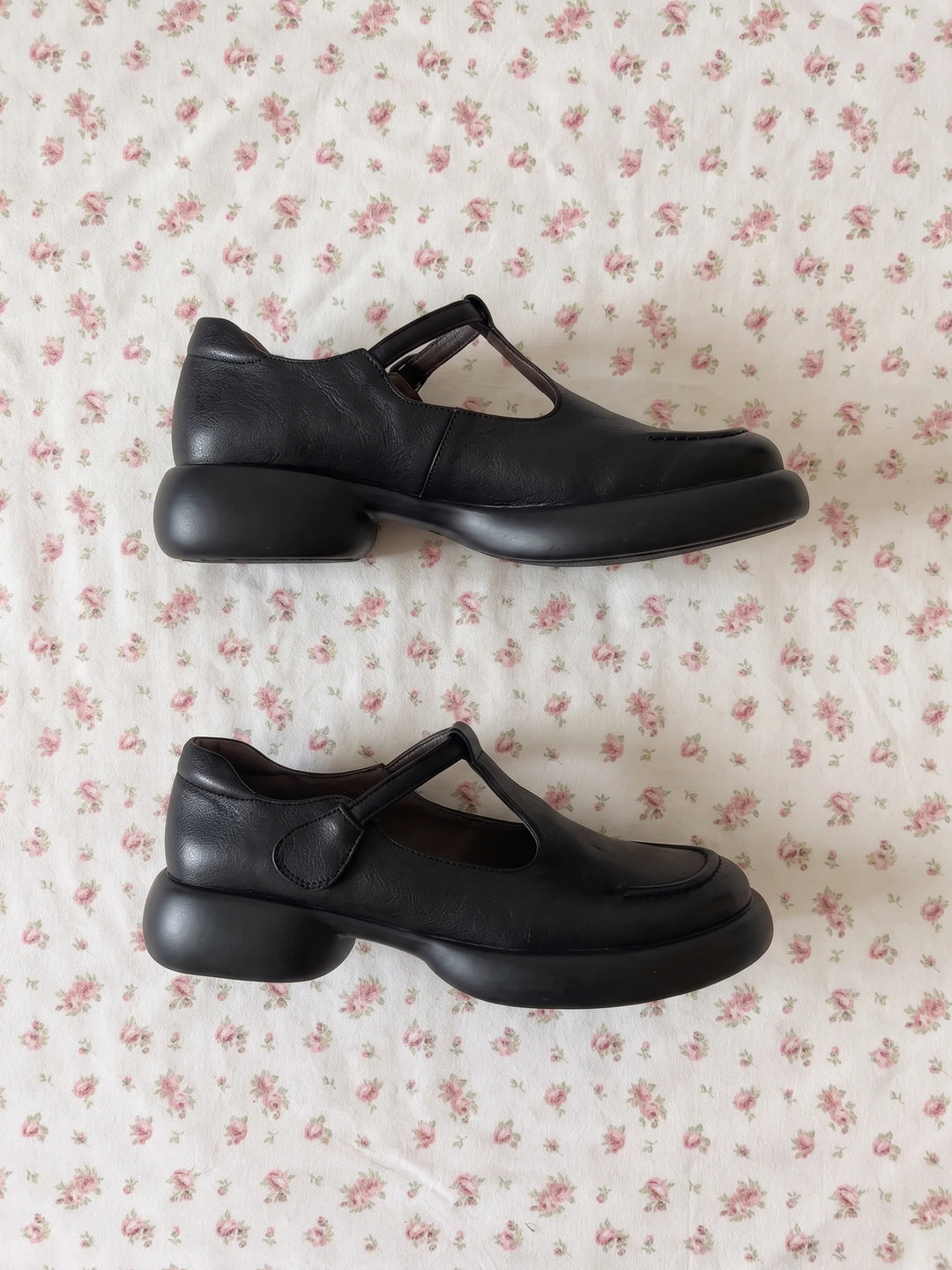 Alouette Matte Leather T-Bar Platforms
