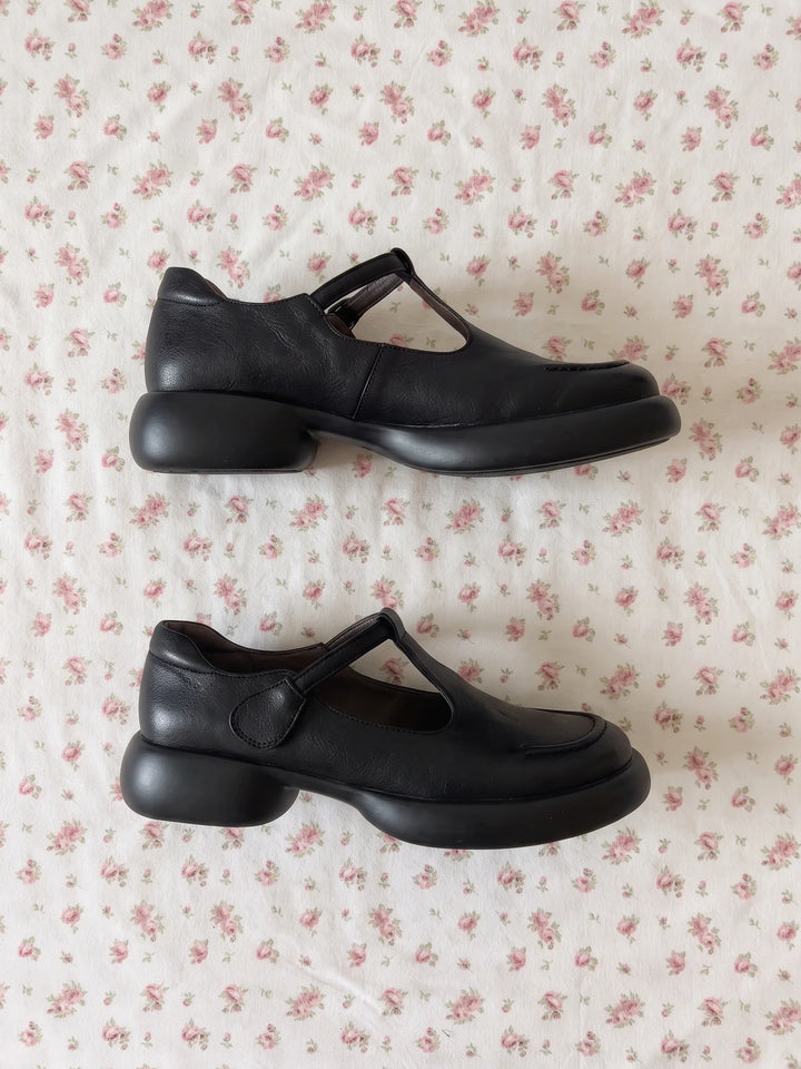 Alouette Matte Leather T-Bar Platforms