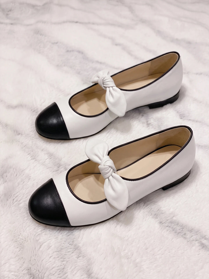 Orianne Two-Tone Bow Ballet Flats