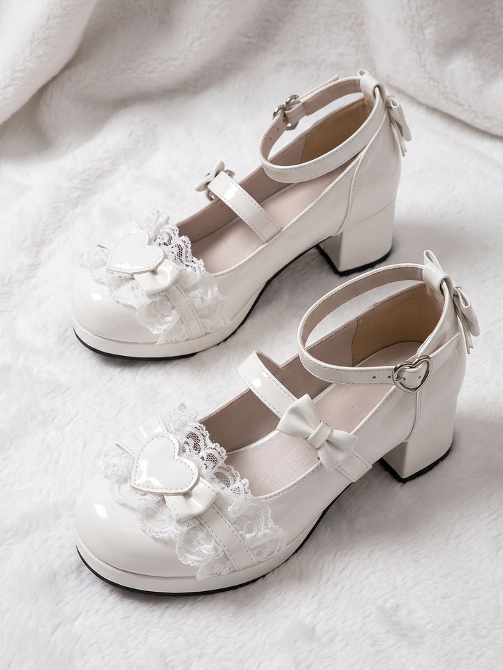 Apolline Lace Ruffle Mary Jane Heels