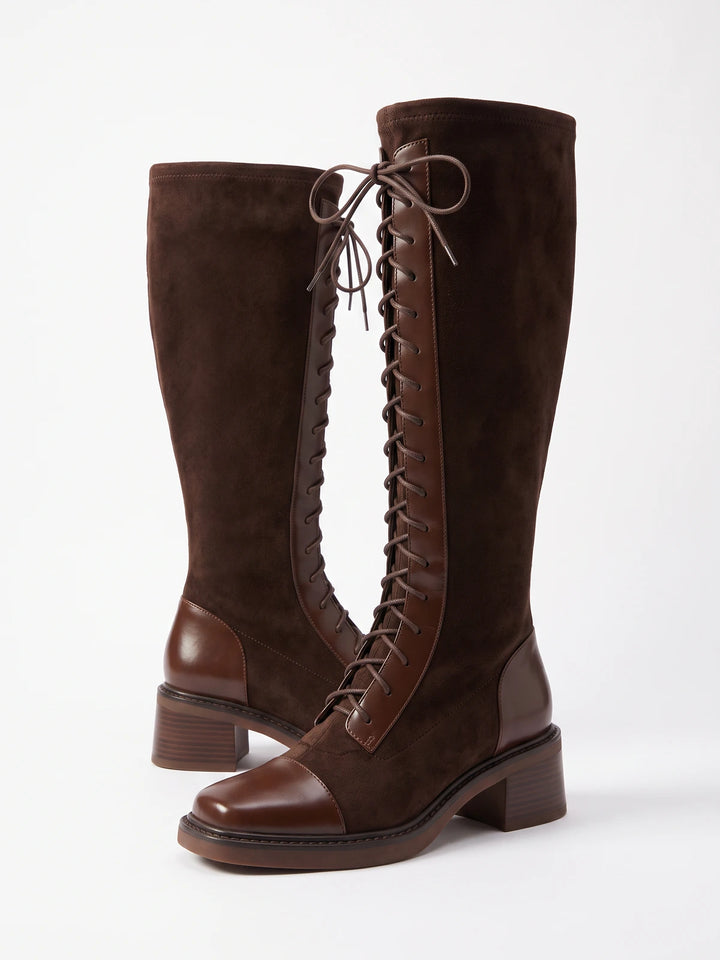 Elodie Knee-High Lace-Up Boots