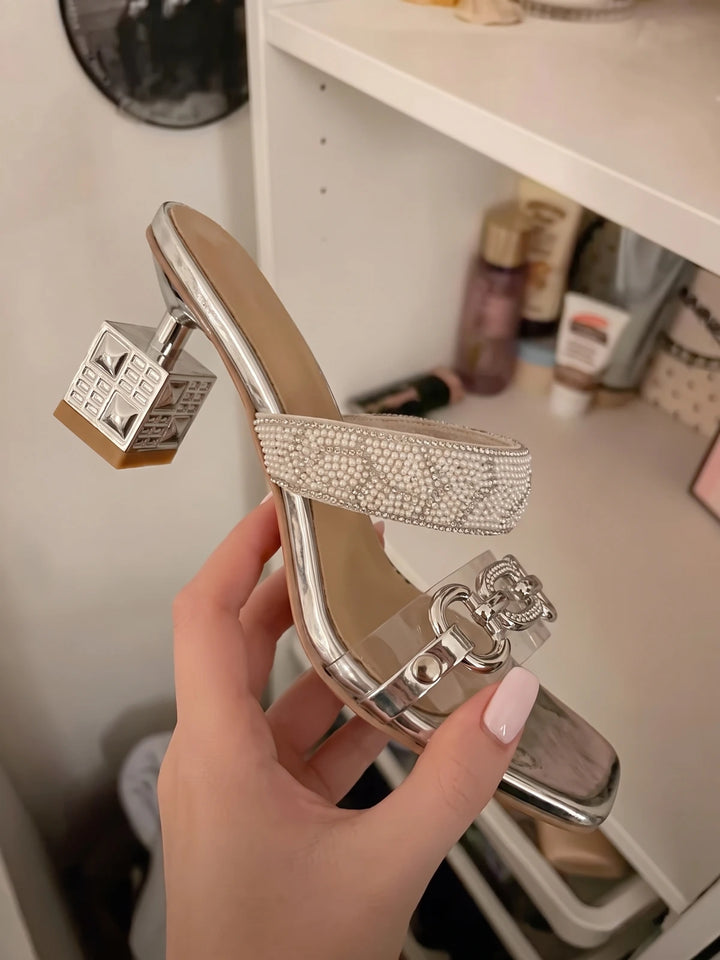Tiphaine Beaded Chain Block Mules