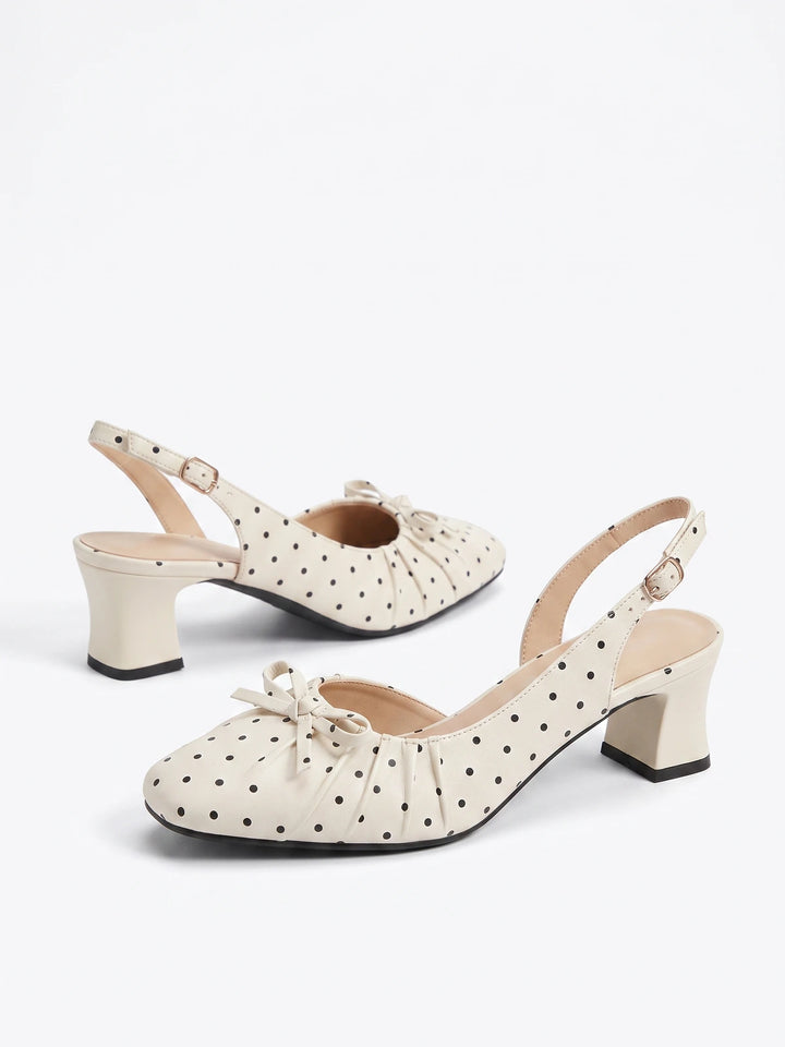 Fleurette Polka Dot Slingback Heels