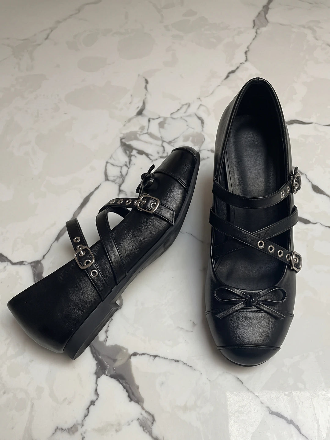Mignettielle Grommet Cross-Strap Mary Janes