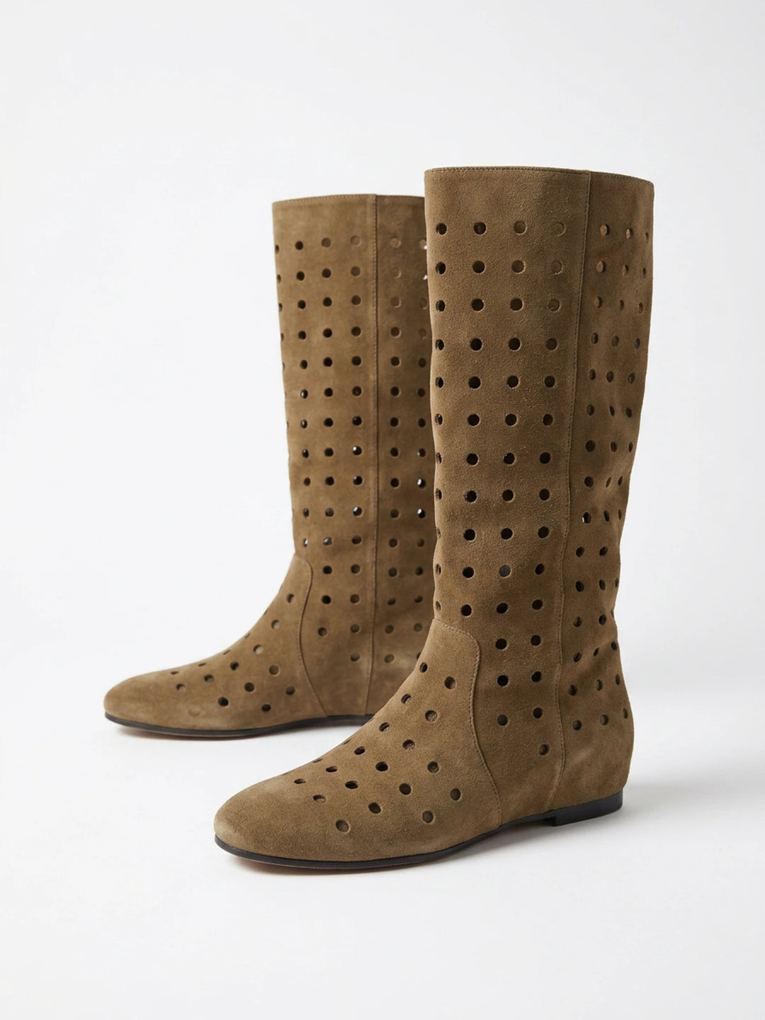 Vivienne Perforated Suede Knee-High Boots