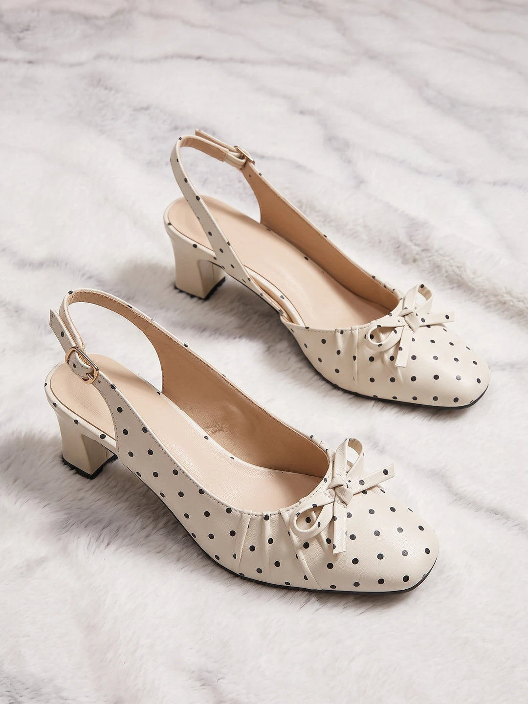Fleurette Polka Dot Slingback Heels