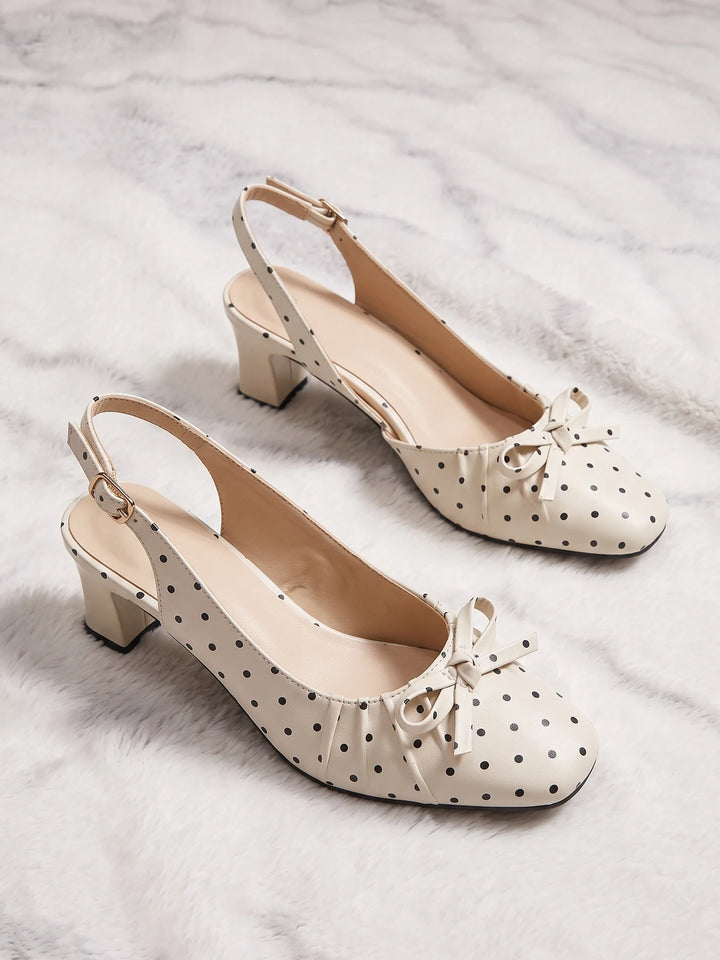 Fleurette Polka Dot Slingback Heels