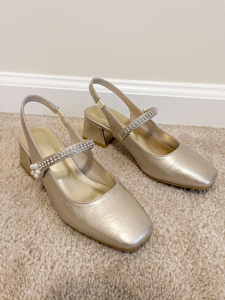 Melisande Rhinestone Champagne Sandals