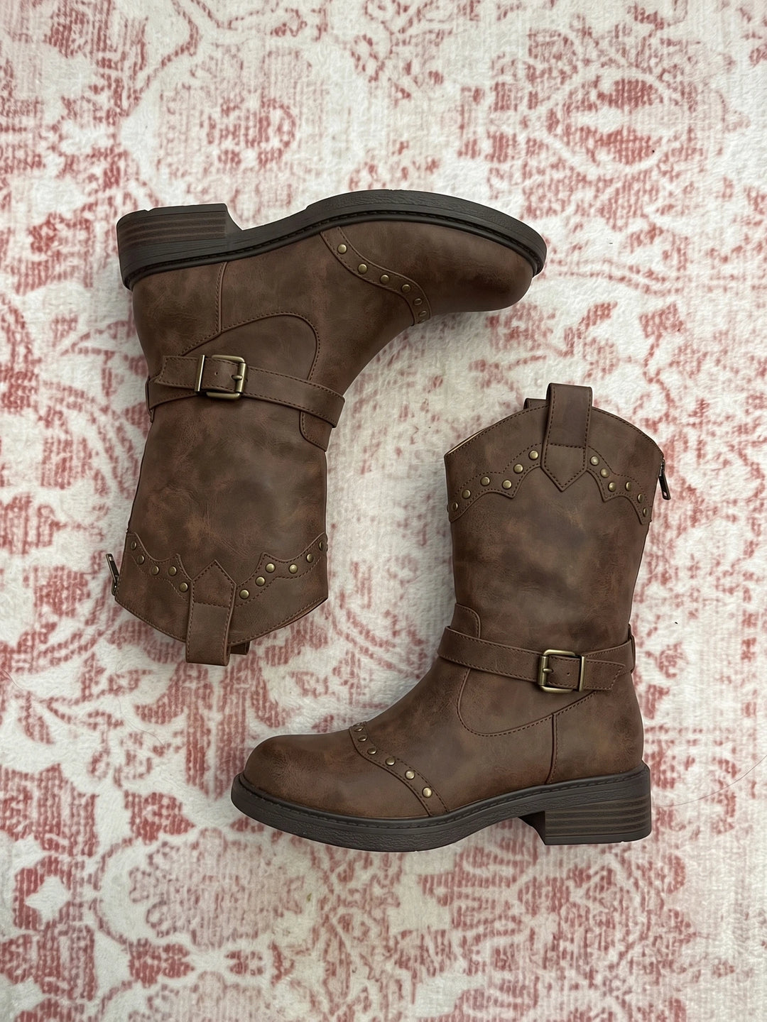 Zibellion Studded Western Ankle Boots