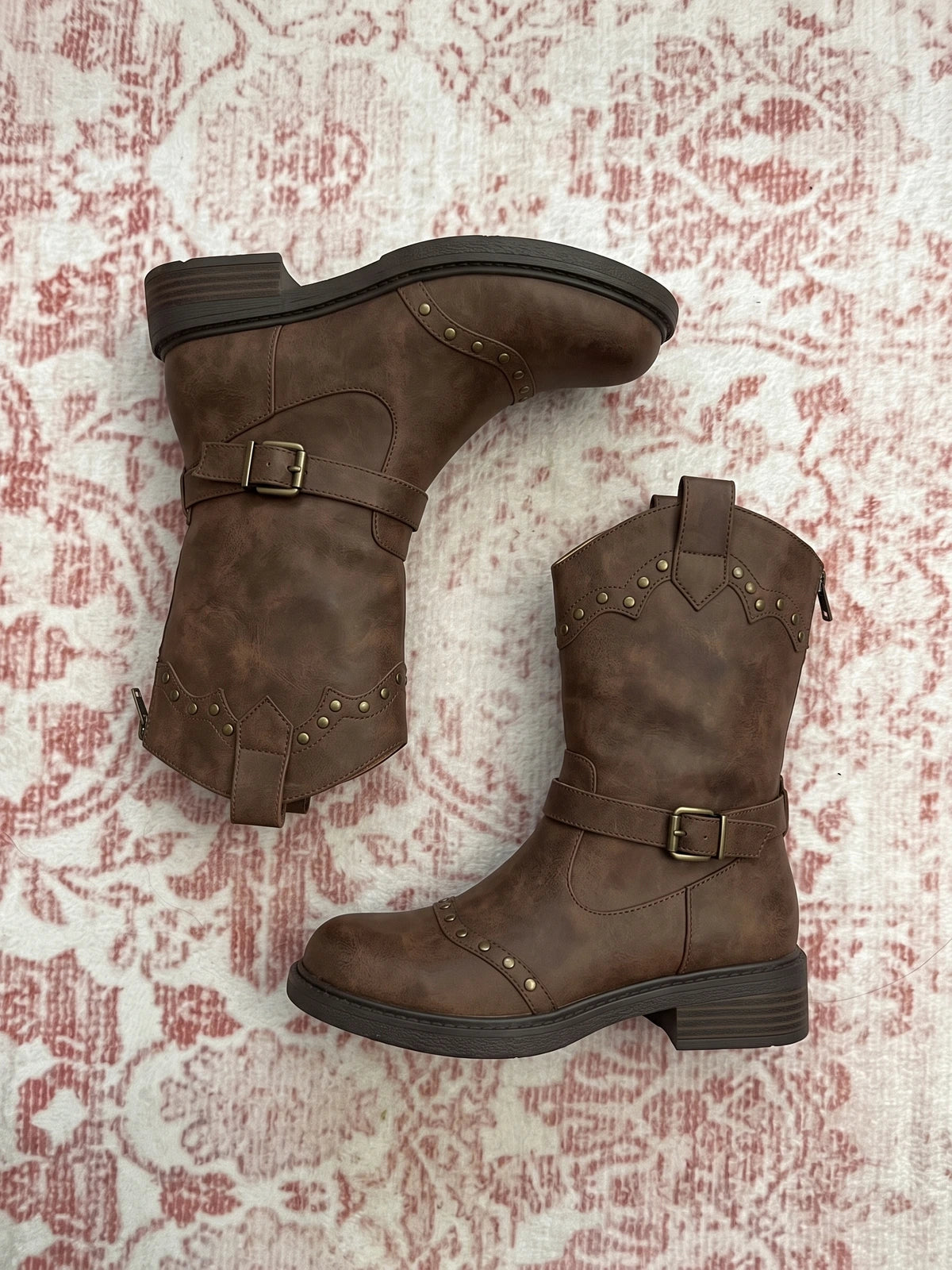 Zibellion Studded Western Ankle Boots