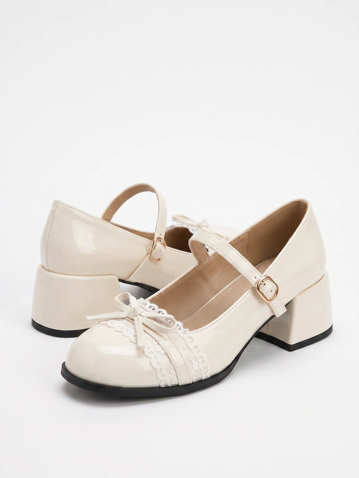 Rosalinde Lace Bow Mary Jane Heels