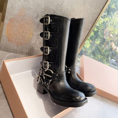 Vintage Buckle Riding Boots