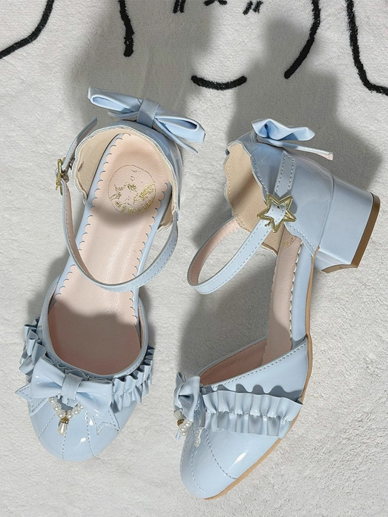 Pearl Bow Round-Toe Lolita Heels
